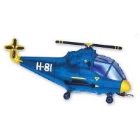 Шар фольга Фигура 57х96 см. Синий вертолет