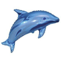 Шар фольга Фигура 56х95 см Дельфин голубой