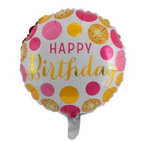 Шар фольга 18" (45 см.) Happy Birthday розовое конфетти