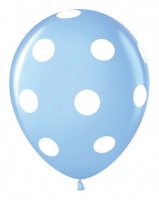 Кулька латексна 12" (30 см.) Голубий в білий горошок