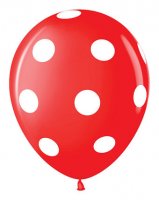 Кулька латексна 12" (30 см.) Червоний в білий горошок