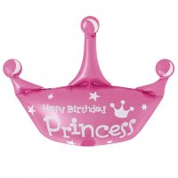 Кулька фольга Фігура Корона Happy Birthday Princess рожева, 82х74см