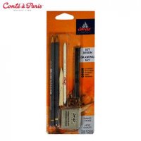 Набір для нарисів Conte Drawing Set, 2 олівця, 2 комеля, вугілля, клячка