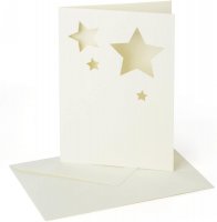 Заготовка для открытки Звезды с конвертом, белый перламутр