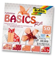 Бумага для оригами Basics, красный орнамент, 15*15см, 50шт/уп, 5 мотивов