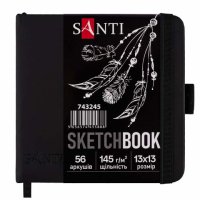 Скетчбук с черной бумагой, Santi 13*13см, 56л