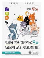 Альбом для малювання на спіралі, Cats, А4, 100г/м2, 30л, ROSA Kids