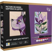 Набір картина на дереві „Dog and Flower“, випалювач, фарби