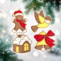 Набор для витражной росписи елочных игрушек "Имбирное Рождество" Набор для витражной росписи елочных игрушек "Имбирное Рождество"
