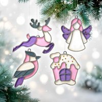 Набор для витражной росписи елочных игрушек "Зефирное Рождество" Набор для витражной росписи елочных игрушек "Зефирное Рождество"