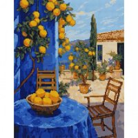 Алмазная мозаика "Лимонный дворик", 40*50см