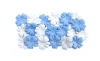 Набор цветов из шелковистой бумаги двухцветный, небесно-белый, 28 мм, 20шт/уп