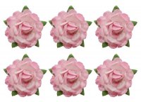 Квіти чайної троянди, діам 18 мм, 6 шт, Рожеві з білим