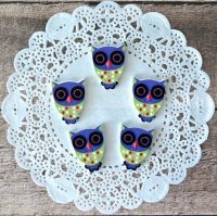 Декоративные пуговицы, "Совы" №2, 30мм, 5шт/уп