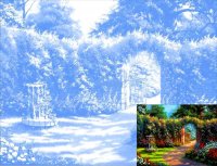Полотно з ескізом "Райські ворота". Пейзаж, бавовна, акрил,30*40см
