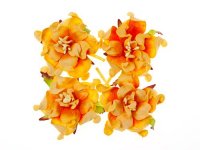 Цветы гардении с листочками, Оранжевые, 5см, 4шт/уп