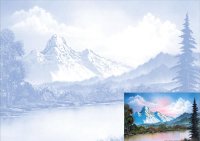 Холст на картоне с эскизом, "Снежные вершины", 30*40, хлопок, акрил