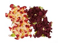 Цветы гардении с листочками, Бордовые (микс), 7 см, 4шт/уп