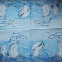 Декупажная салфетка "Семейка дельфинов",33*33см