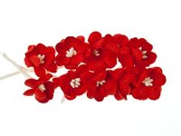 Квіти вишні із шовковичного паперу, червоні, 10 шт/уп
