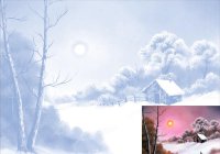 Полотно на картоні з ескізом, "Сніжний яр", 30*40, бавовна, акрил