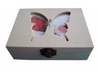 Скринька дерев'яна "Метелик", на петлях, 14х11х5см