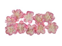 Квіти вишні із шовковичного паперу, рожеві з білим, 10 шт/уп