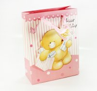 Подарунковий пакет 3D "Ведмедик з подарунками дівчинці", 24х18х8см