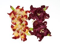 Цветы гардении с листочками, Бордовые (микс), 5см, 4шт/уп