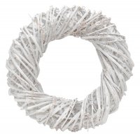 Веночек из ротанга, Круглый белый, плотное плетение, 25см