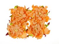 Цветы гардении с листочками, Персиковые, 7 см, 4шт/уп