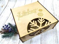 Коробка подарочная деревянная "Новогодняя ", 25х25х10см