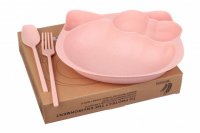 Набор детской эко посуды для девочки Kitty Розовый