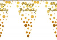 Гирлянда флажки треугольные Happy Birthday золотой горошек
