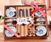 Подарочный набор посуды для суши "Озеро" на 4 персоны, 12 предметов, Синий
