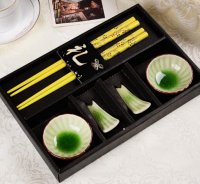 Набор посуды для суши "Хризантема", 6 предметов, Зеленый