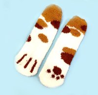 Носочки теплые кошачьи лапки Бежевые