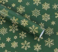 Упаковочная бумага "Снежинки на зеленом", 70*100см