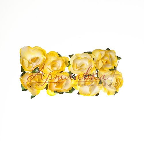Розы из бумаги, Нежно-желтые, 8 шт
