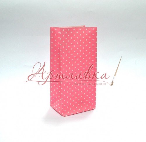 Подарочный пакетик Горошек розовый,19*10*7см