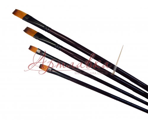 Кисть синтетическая плоская Chocolate, длинная ручка, №6