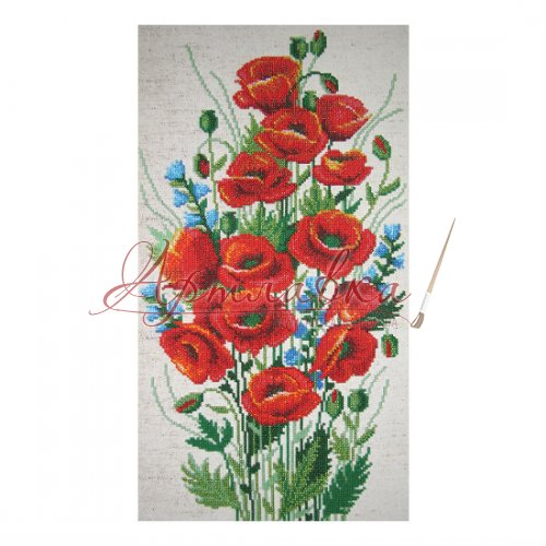 Набор для вышивания бисером Полевые маки, 25х45