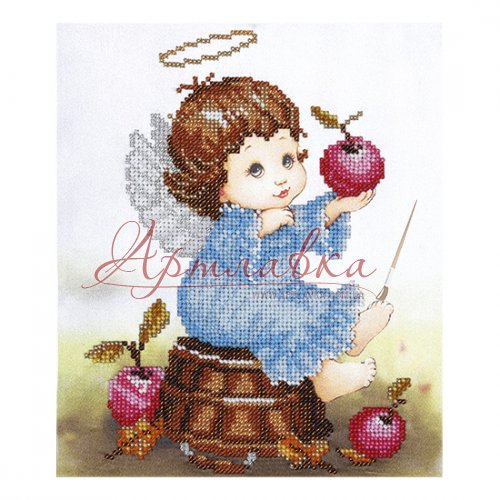Набор для вышивания бисером  Ангелочек с яблоками, 18х22см