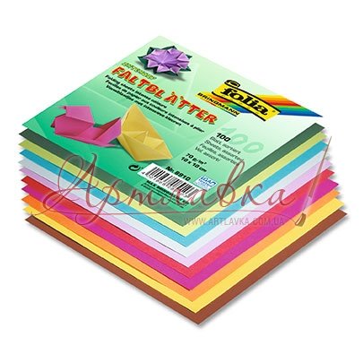 Бумага для оригами, ассорти, 15х15см, 70 гр, 10 цветов, 100 л.