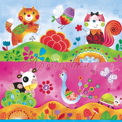 Декупажная салфетка Сказочные зверушки, 33х33см