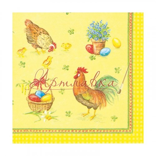 Декупажна серветка Курочки й півники, 33*33см