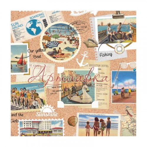 Декупажная салфетка Отпуск, 33*33см