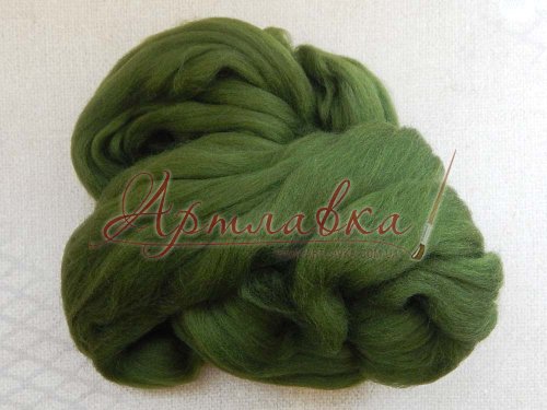 Шерсть для валяния меринос №347, болотная, 50г