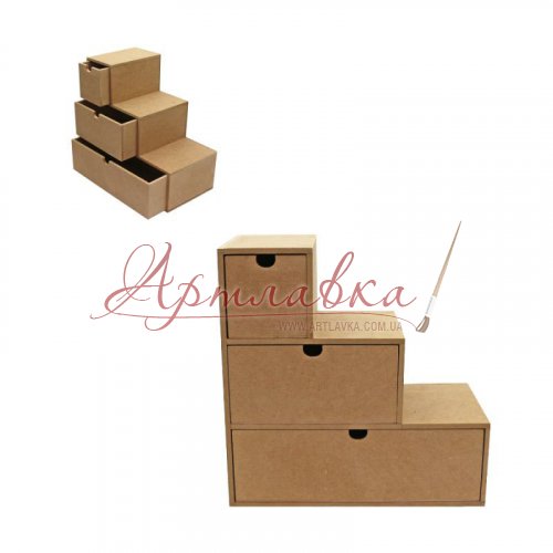 Комод-ступенька 3 шухляды, мдф, 30х12х30см