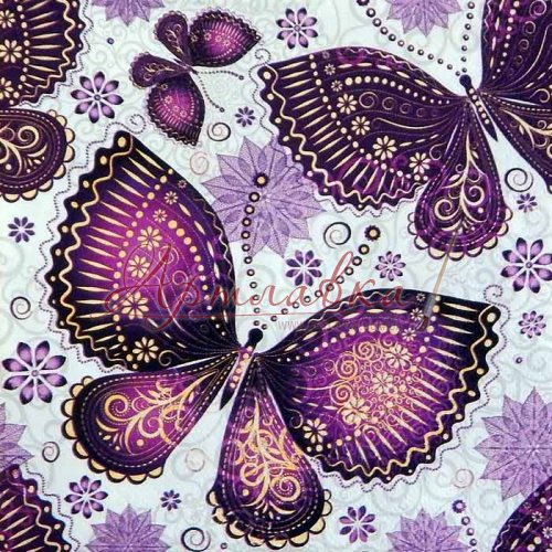 Декупажная салфетка Фиолетовые бабочки, 33*33см